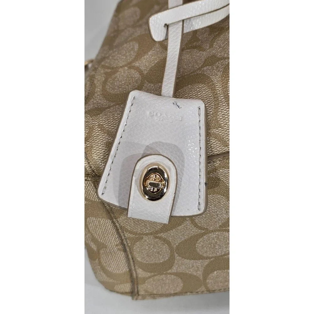 Coach Mini Margot Carryall Khaki Brown Signature C Coated Canvas Purse F34065